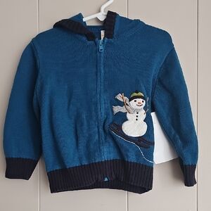 Gymboree Vintage Teal Hoodie with Snowman Design